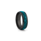 wide turquoise inlay ring black tungsten