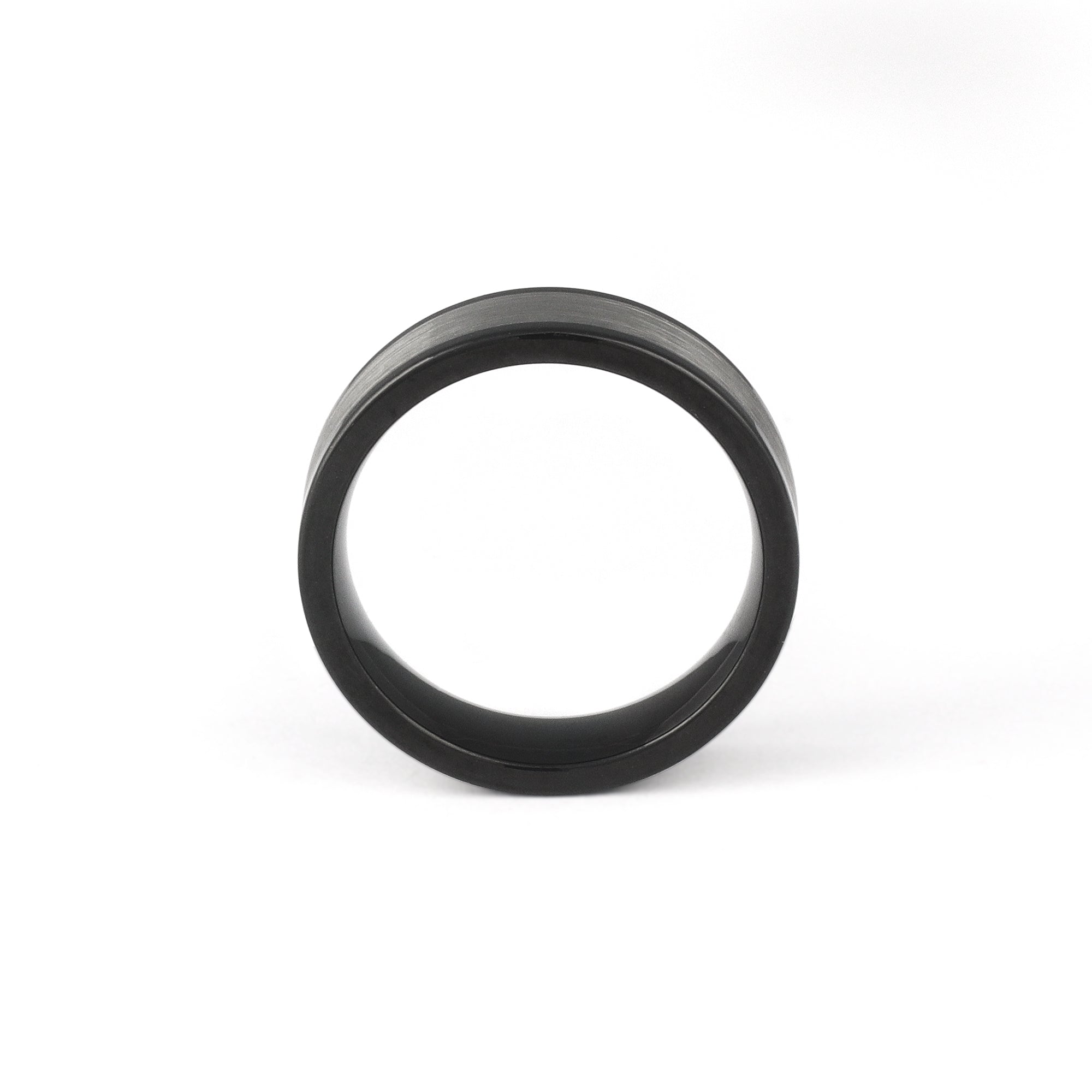 Two tone tungsten ring – polished black and brushed silver