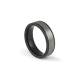 Unique male tungsten ring on white background