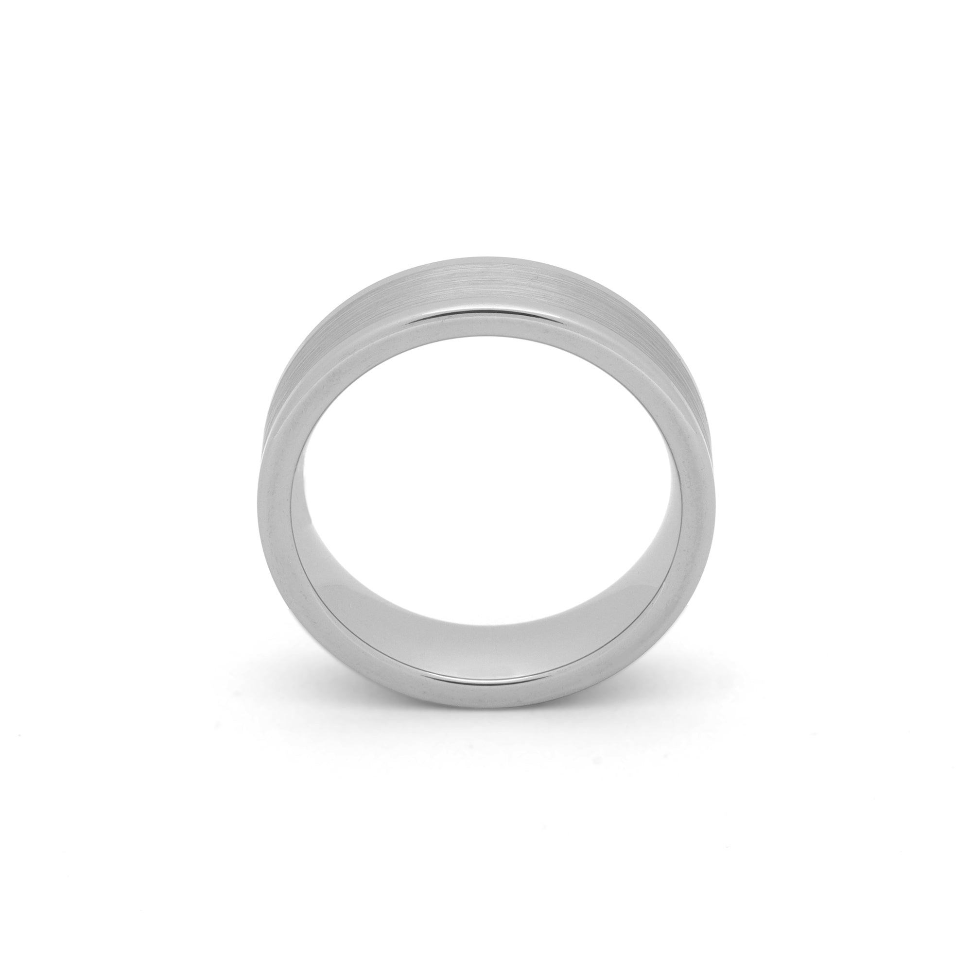 All silver tungsten ring for men – brushed centre finish