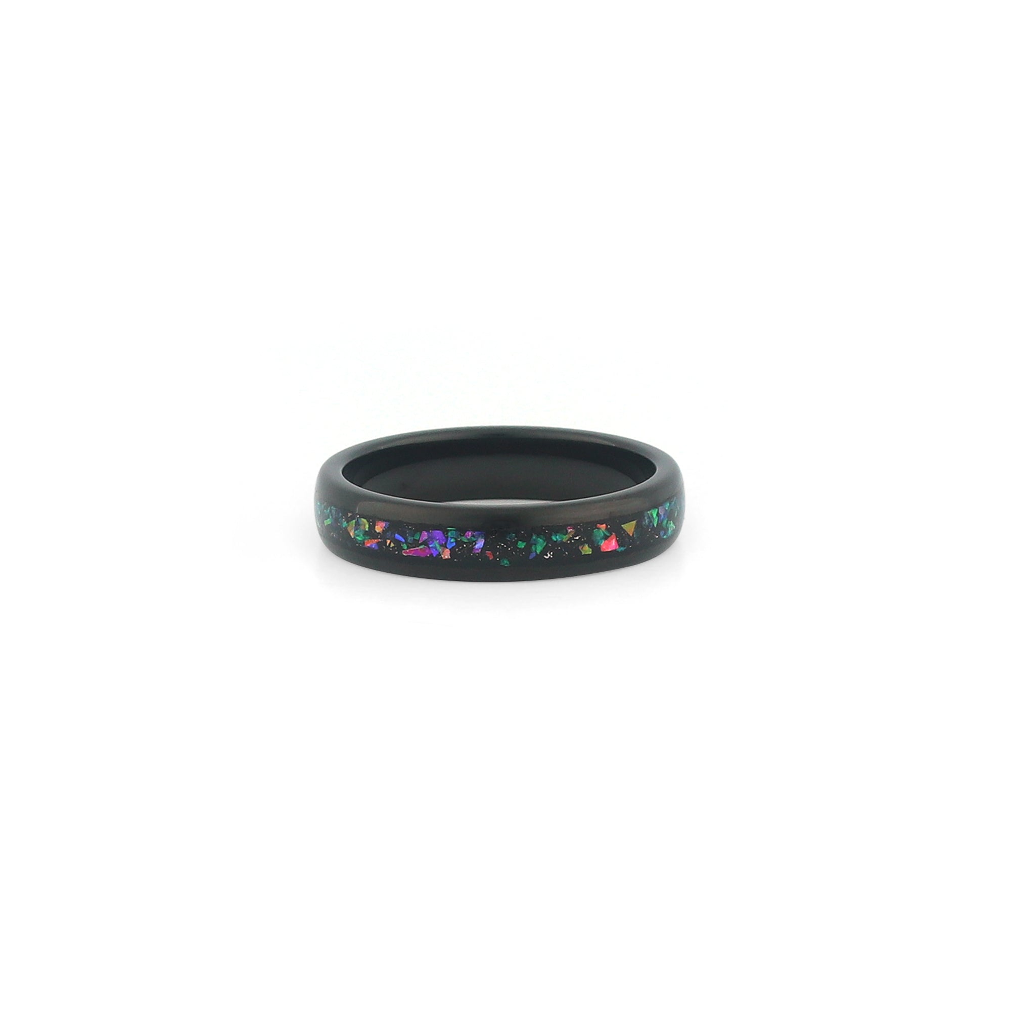 Black tungsten opal ring for women