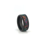Black tungsten men’s opal ring