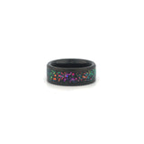 Wide galaxy ring with multi-coloured opal