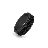 mens black fidget ring stainless steel celtic design