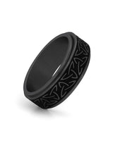 mens black fidget ring stainless steel celtic design