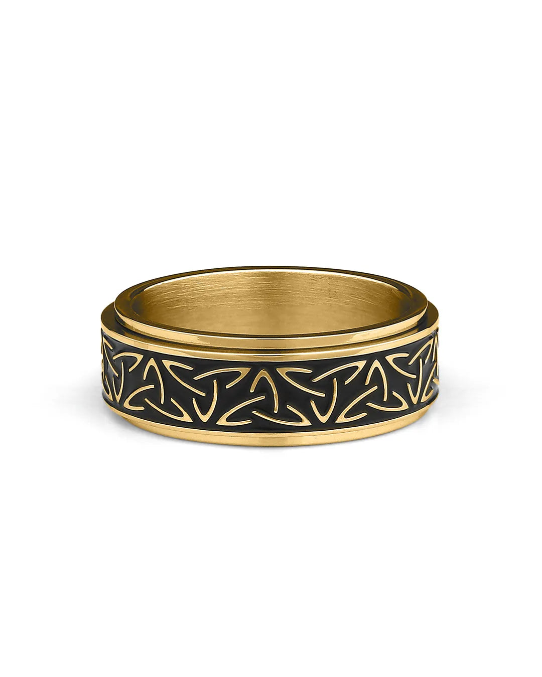 8mm gold spinner ring celtic pattern detail