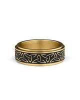 8mm gold spinner ring celtic pattern detail