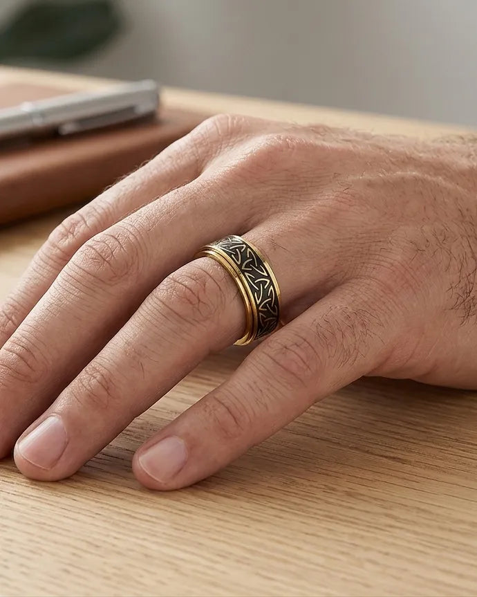 gold celtic spinner ring 8mm stainless steel fidget ring