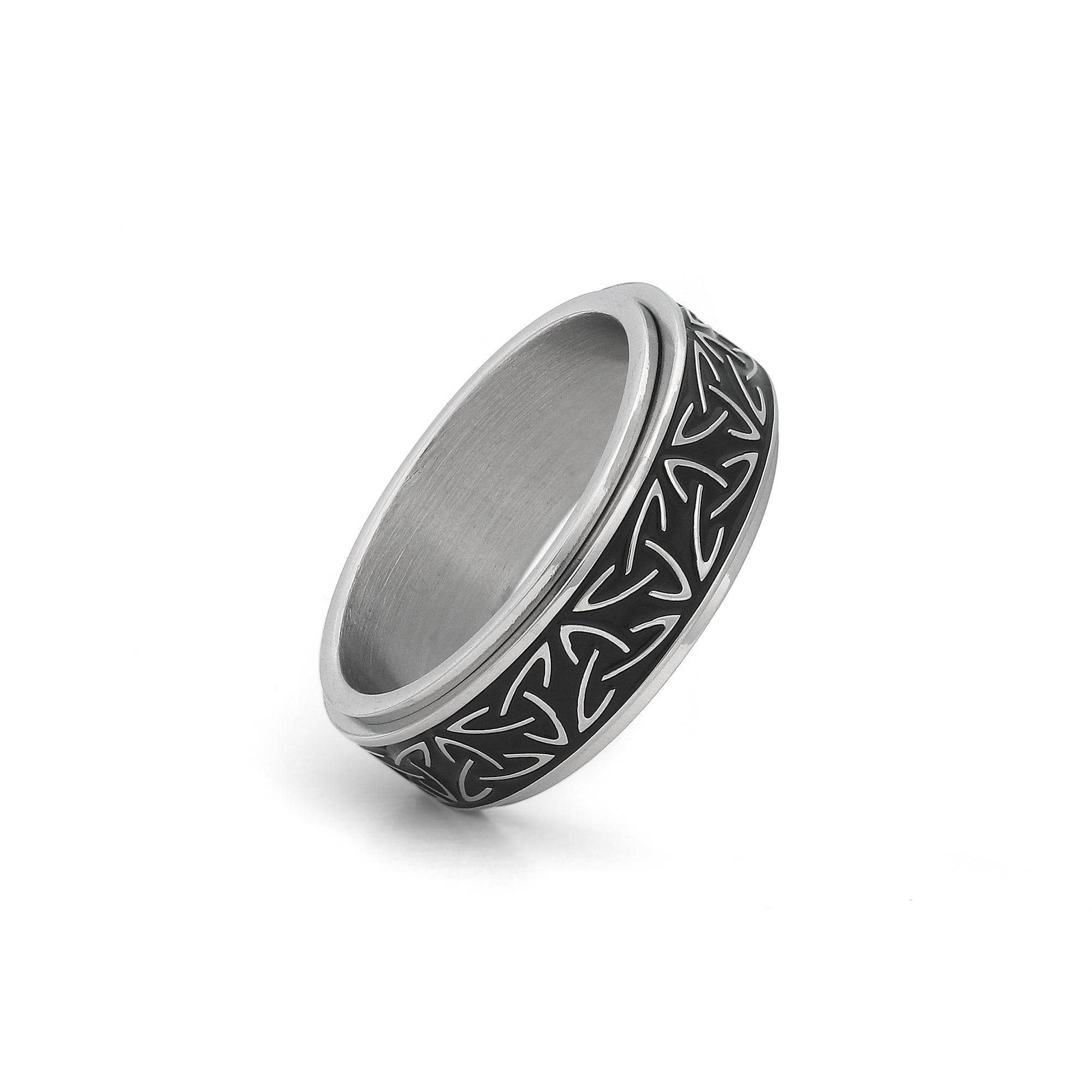 mens silver fidget ring stainless steel celtic design