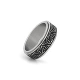 mens silver fidget ring stainless steel celtic design