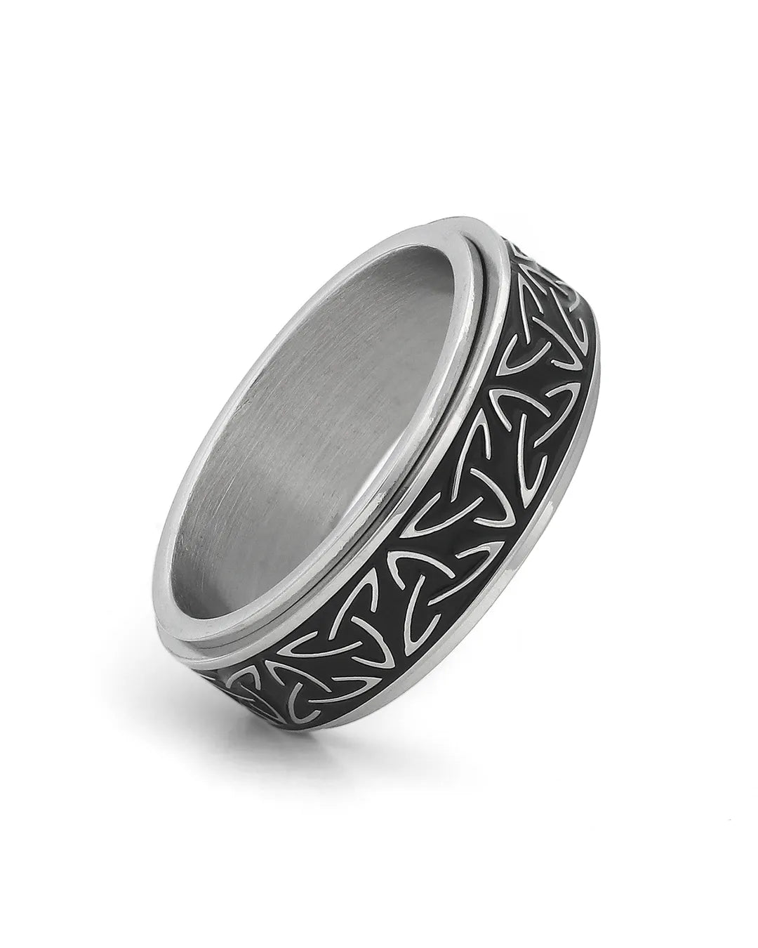 mens silver fidget ring stainless steel celtic design