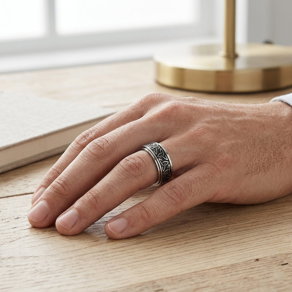 silver celtic spinner ring 8mm stainless steel fidget ring