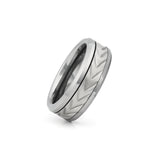 mens tungsten spinner ring geometric design