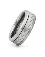mens tungsten spinner ring geometric design