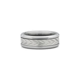 tungsten fidget ring chevron pattern rotating band