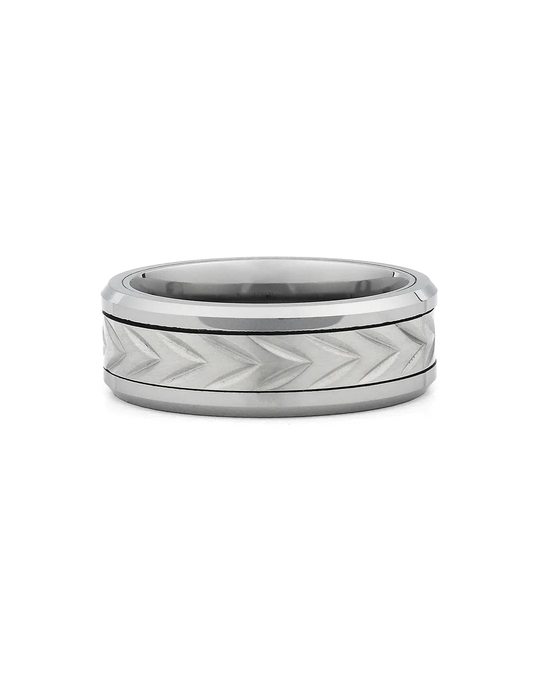 tungsten fidget ring chevron pattern rotating band