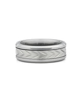 tungsten fidget ring chevron pattern rotating band