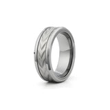 chevron tungsten spinner ring beveled edges