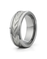 chevron tungsten spinner ring beveled edges