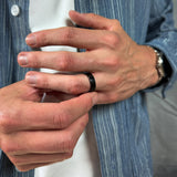 Men’s black wedding band polished finish