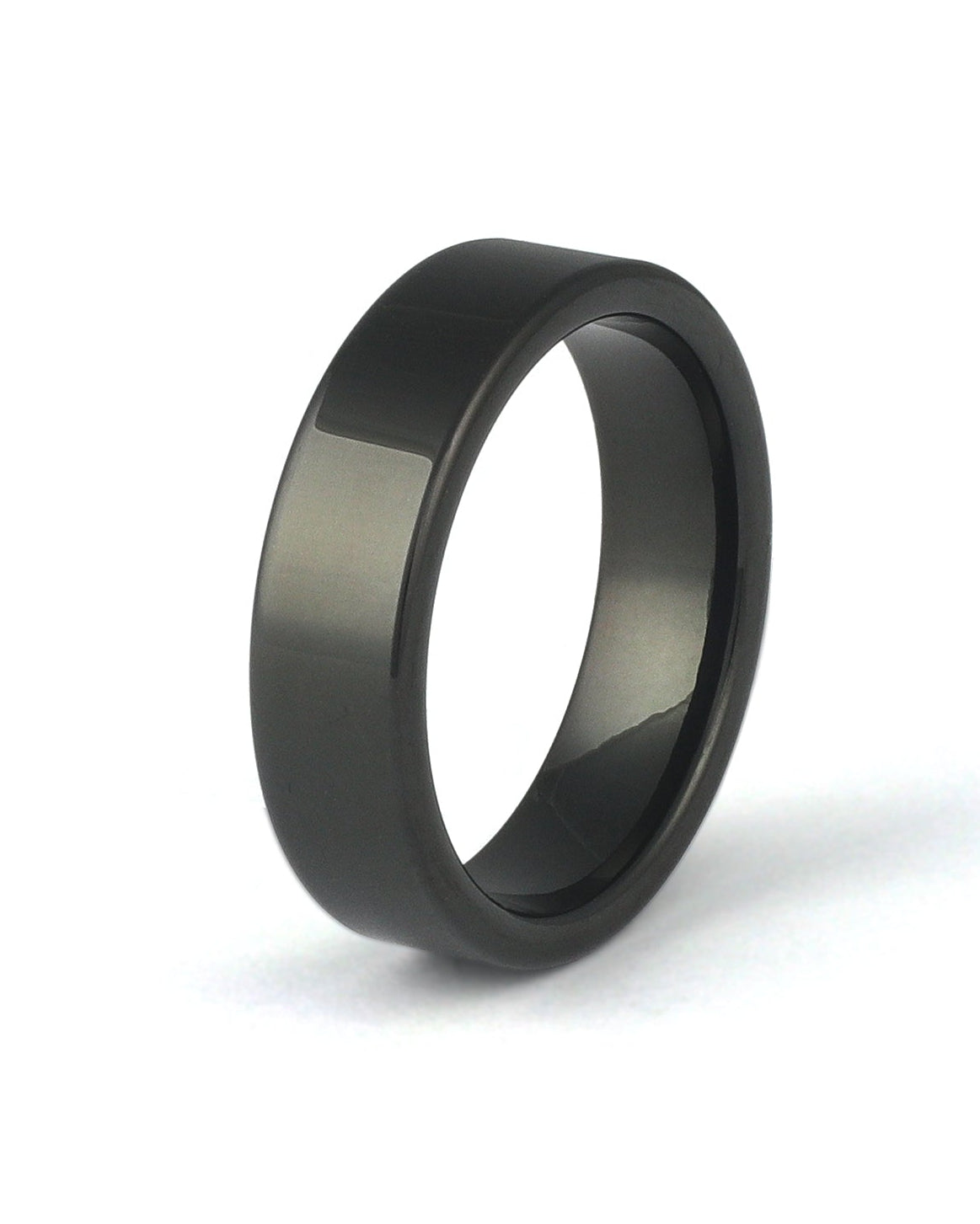 Polished black tungsten wedding band for men
