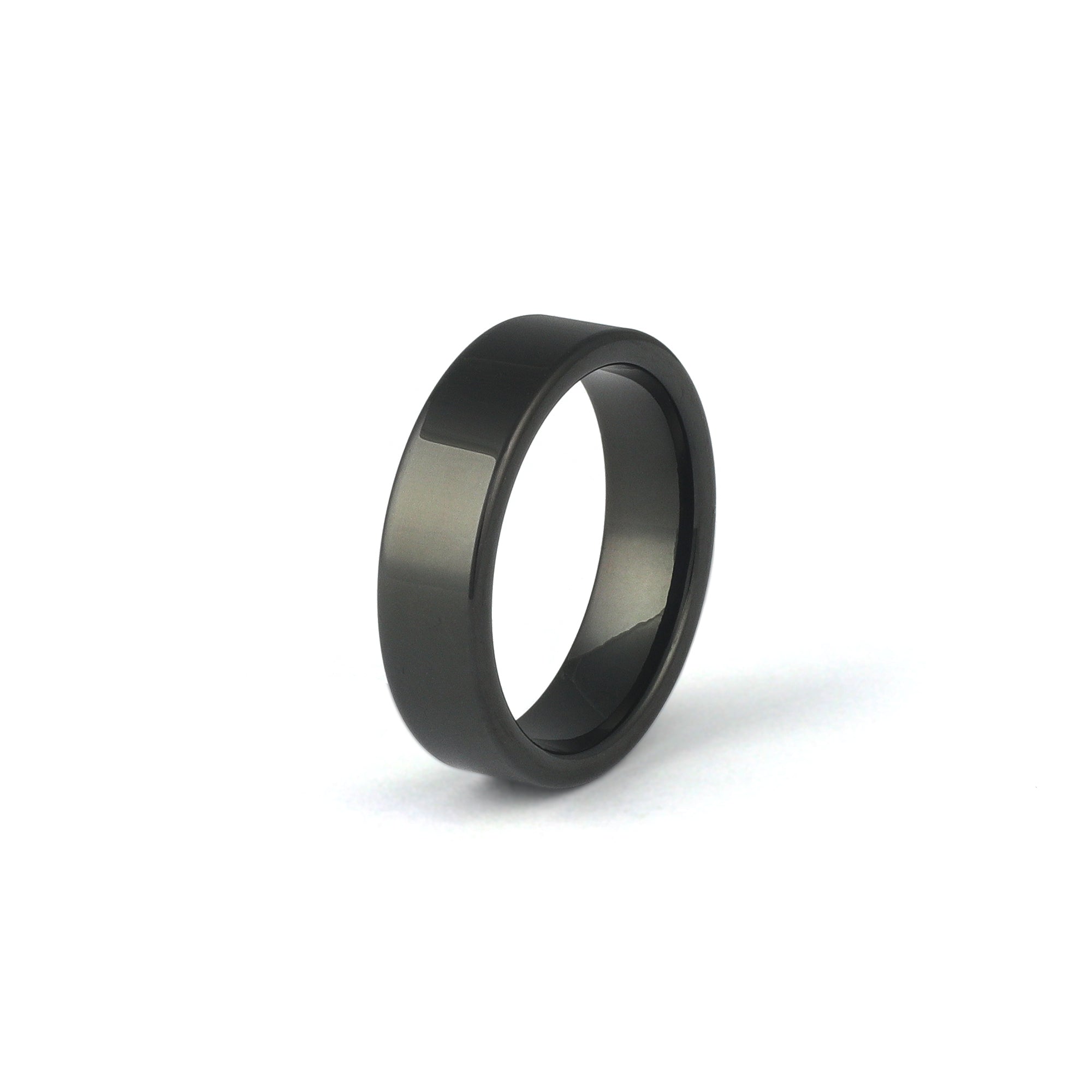 Polished black tungsten wedding band for men
