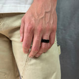 8mm polished black tungsten wedding ring for men