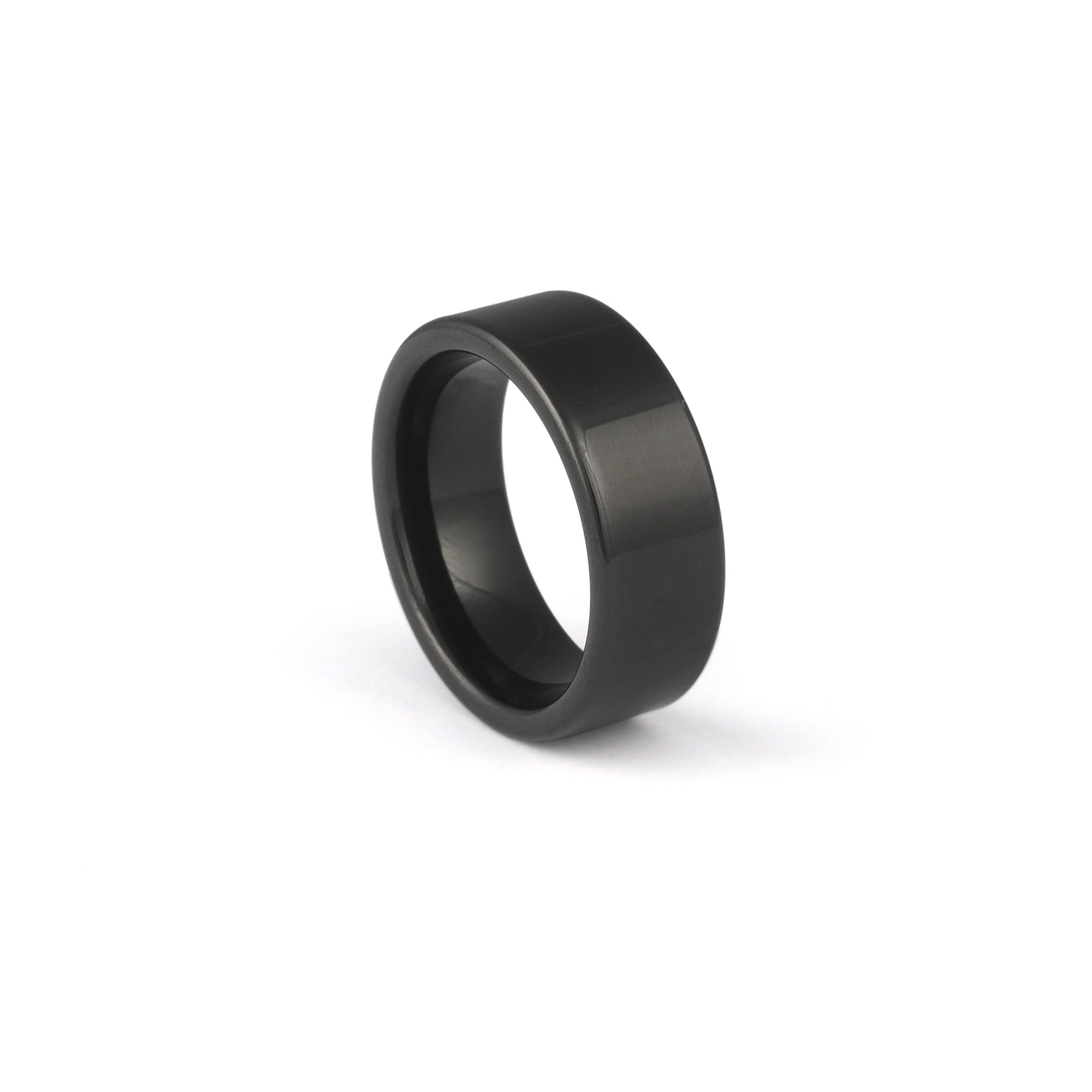 8mm polished black tungsten wedding ring for men