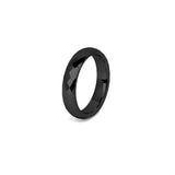 4mm black faceted tungsten wedding ring for women on white background