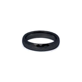 Modern womens wedding ring in black tungsten with unique faceted detail