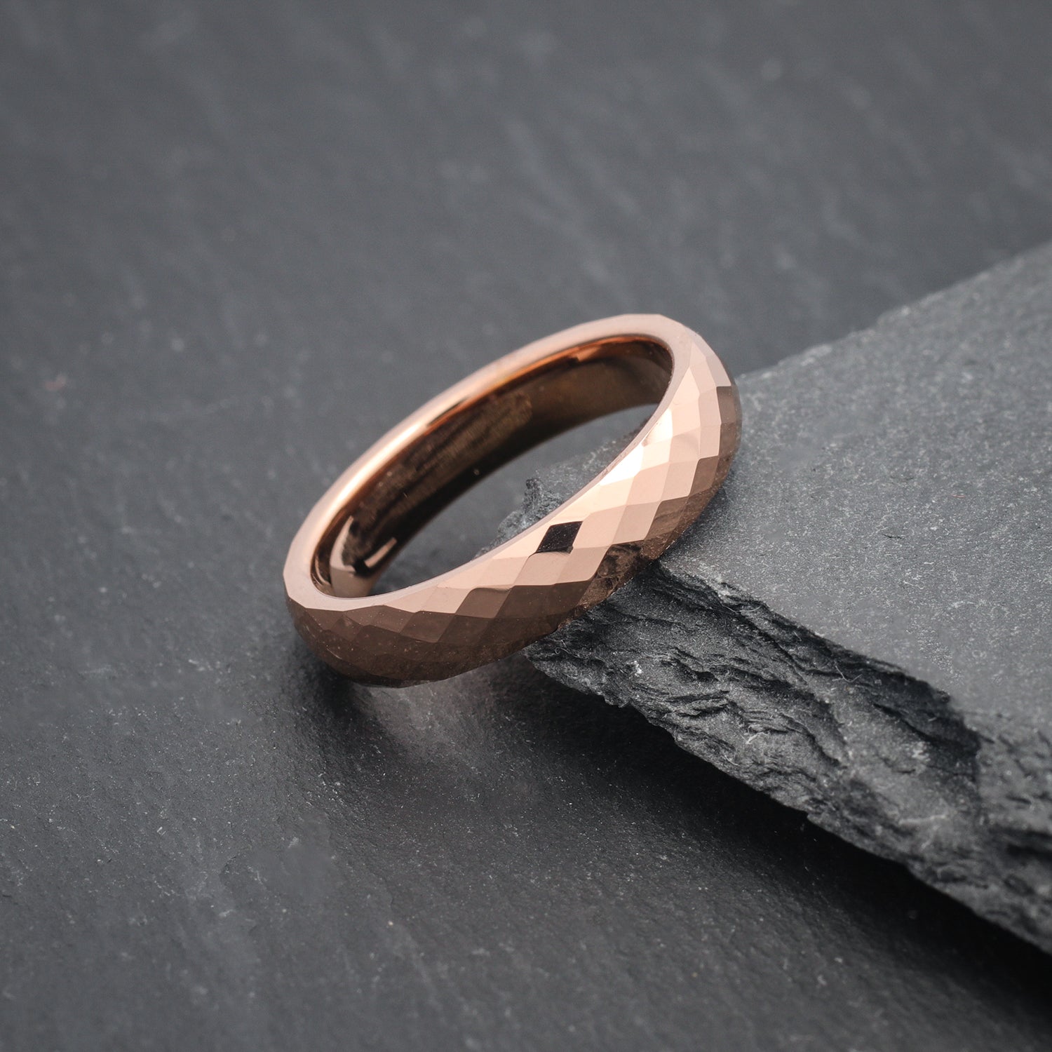 4mm rose gold tungsten wedding band for women with scratch-proof design
