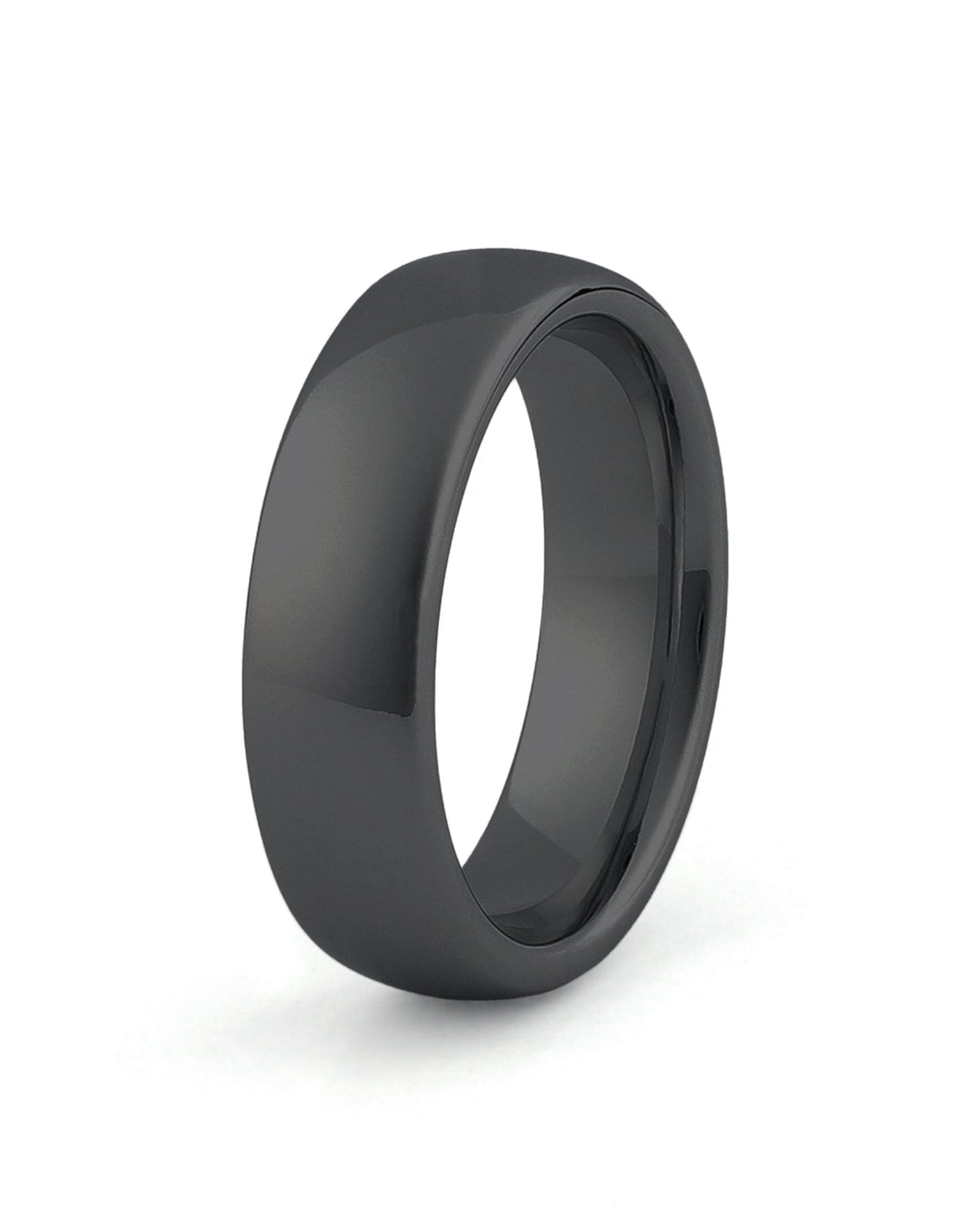 mens black tungsten wedding band 6mm polished