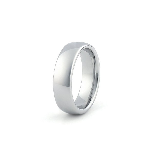 Mens Silver Tungsten Wedding Band – 6mm Polished Court Ring