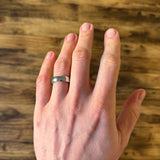 classic mens polished tungsten wedding ring on hand