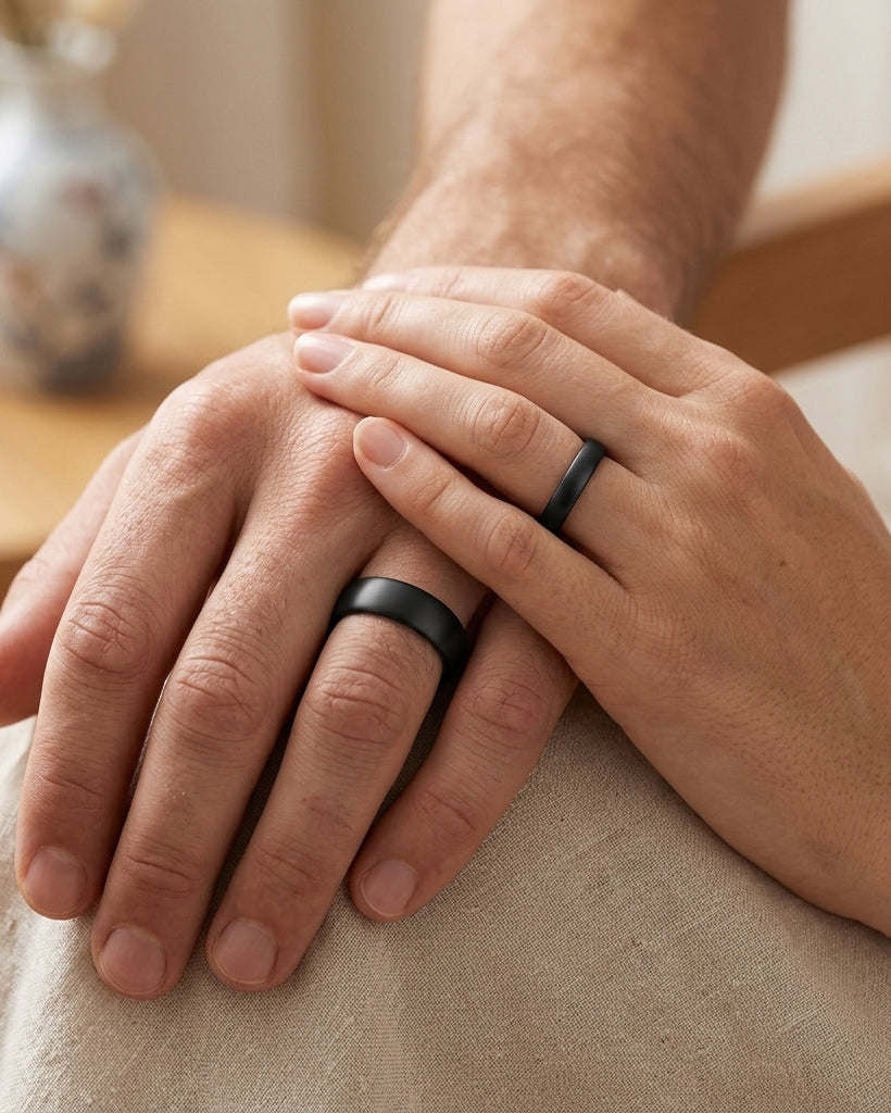 matching black tungsten wedding bands for couples