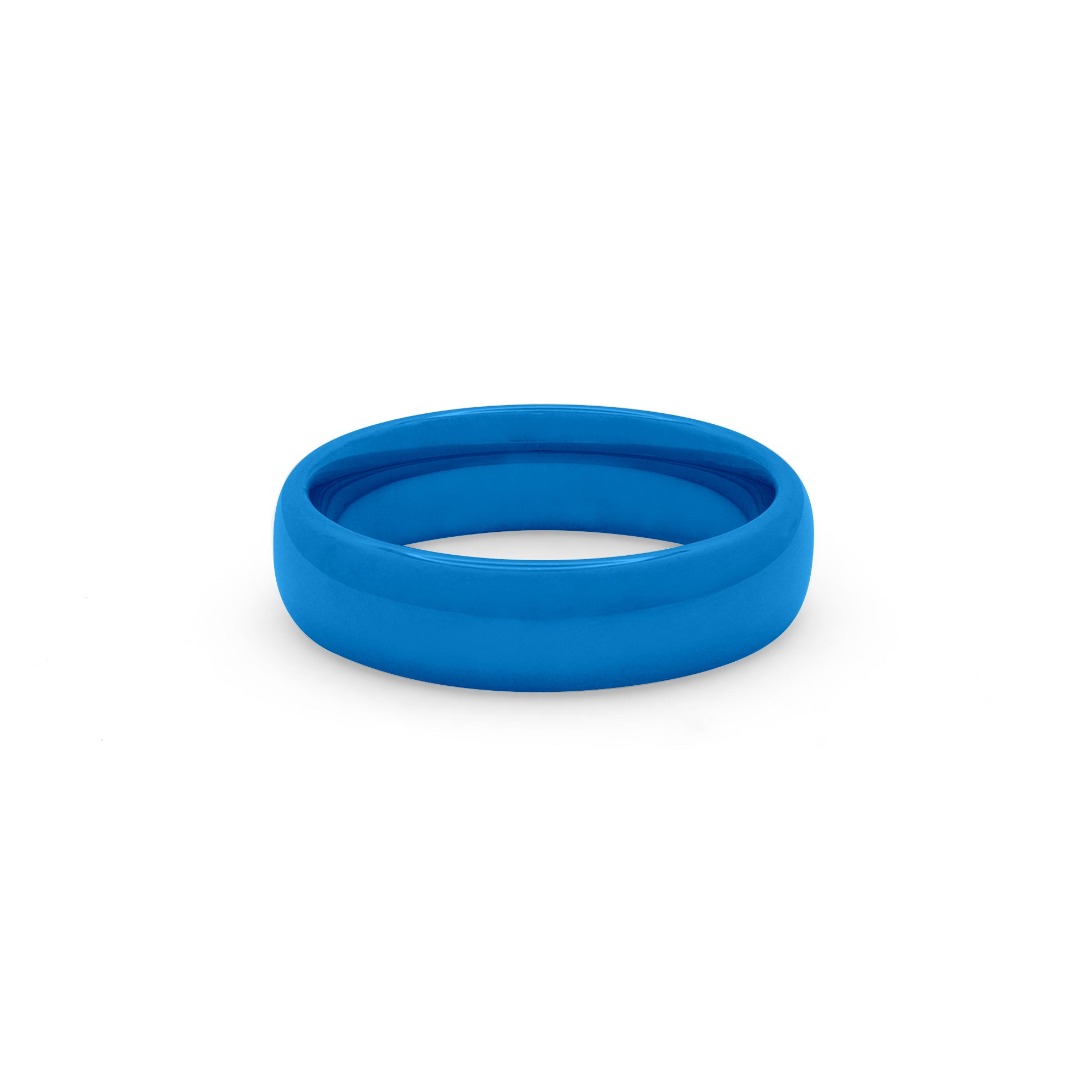 Modern blue men’s ring on white background