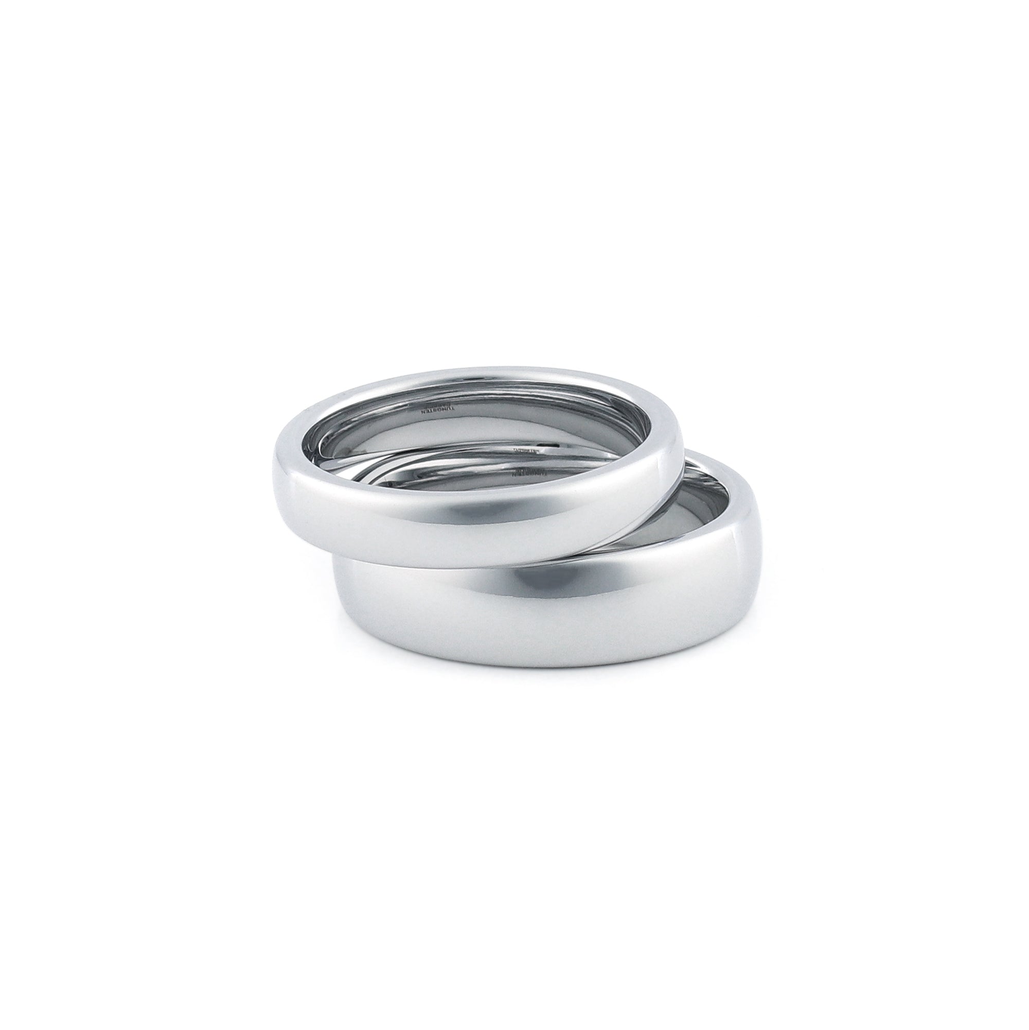 Matching silver dome wedding rings his and hers