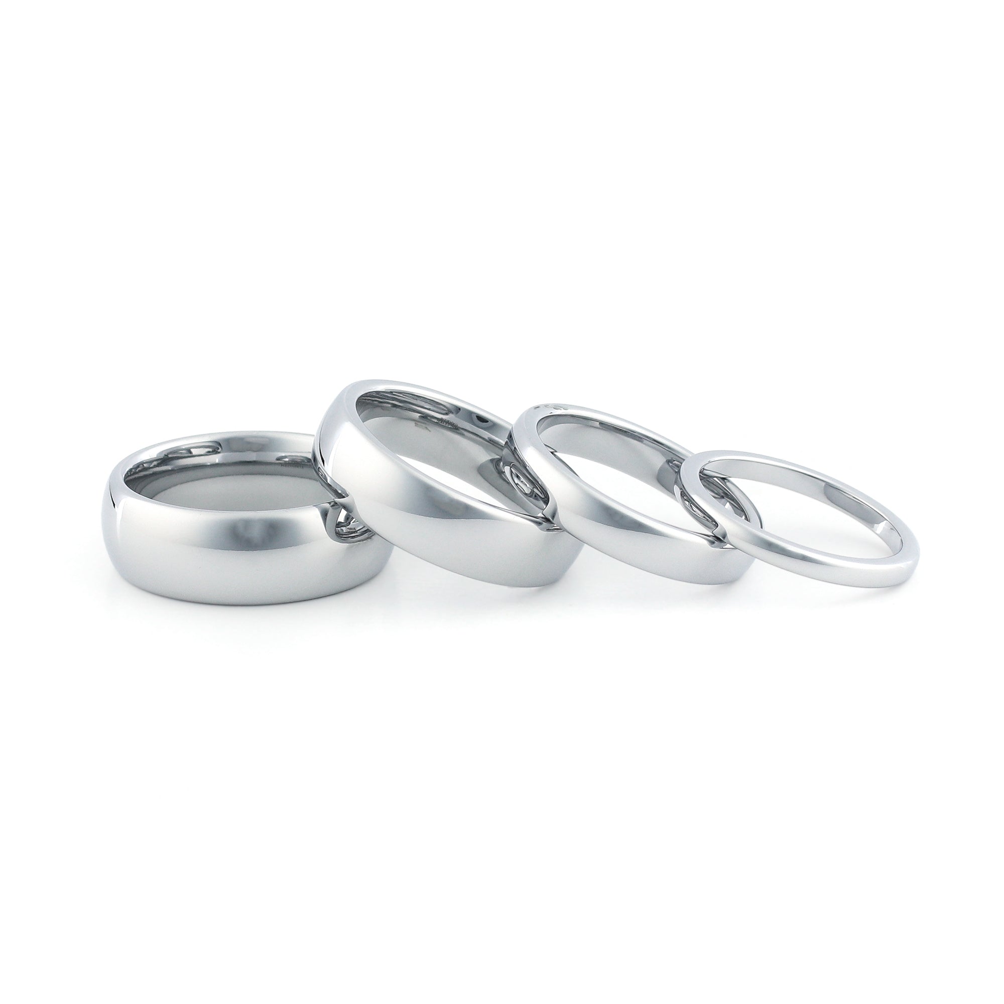 Close-up of tungsten wedding rings his and hers with scratch-resistant finish