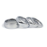 Close-up of tungsten wedding rings his and hers with scratch-resistant finish