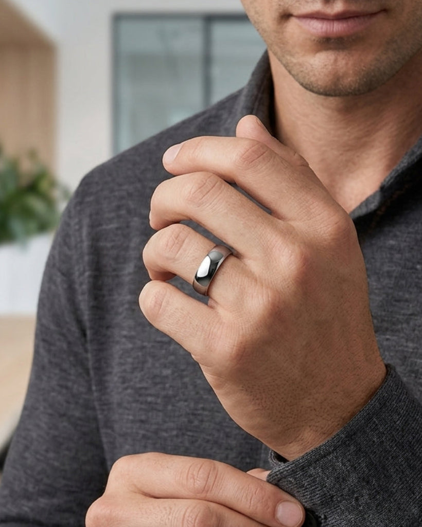 8mm tungsten wedding band polished