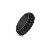 mens black fidget ring dragon scale pattern close up
