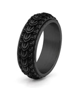 Black dragon scale spinner fidget ring for men