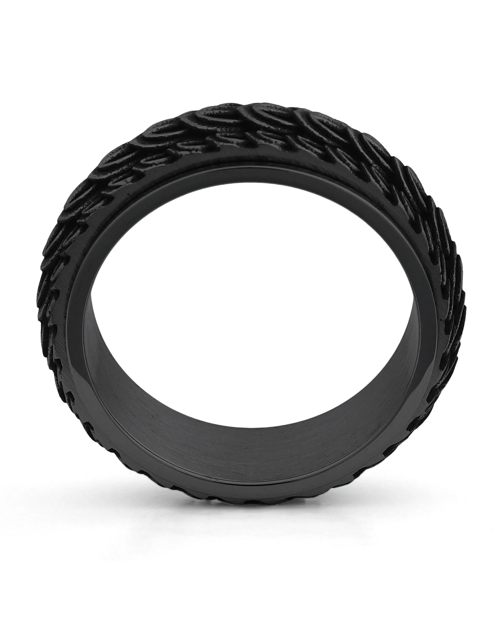 Side view of black dragon scale spinner ring
