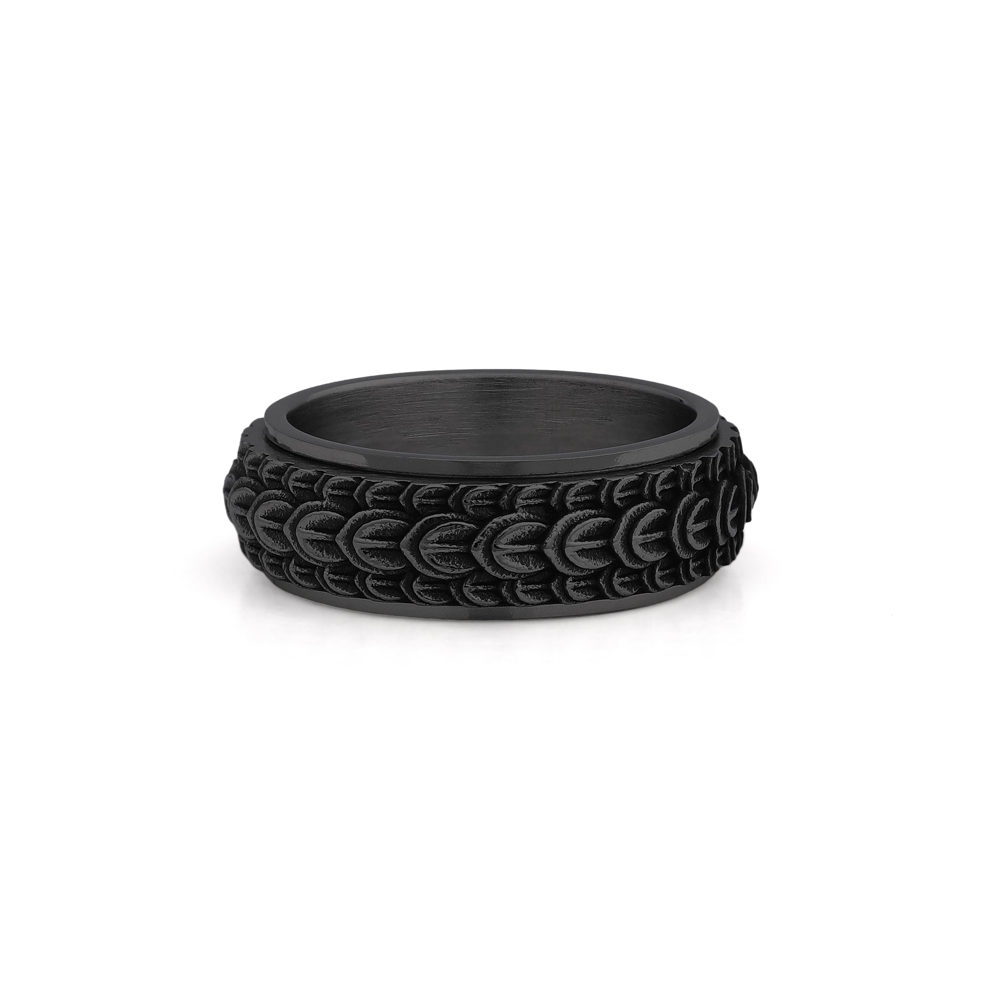 8mm black spinner ring textured design