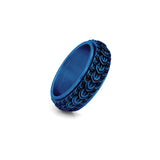 8mm blue spinner ring textured design close up