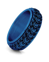 Front view of blue dragon scale fidget ring