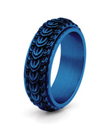 Blue dragon scale spinner fidget ring for men