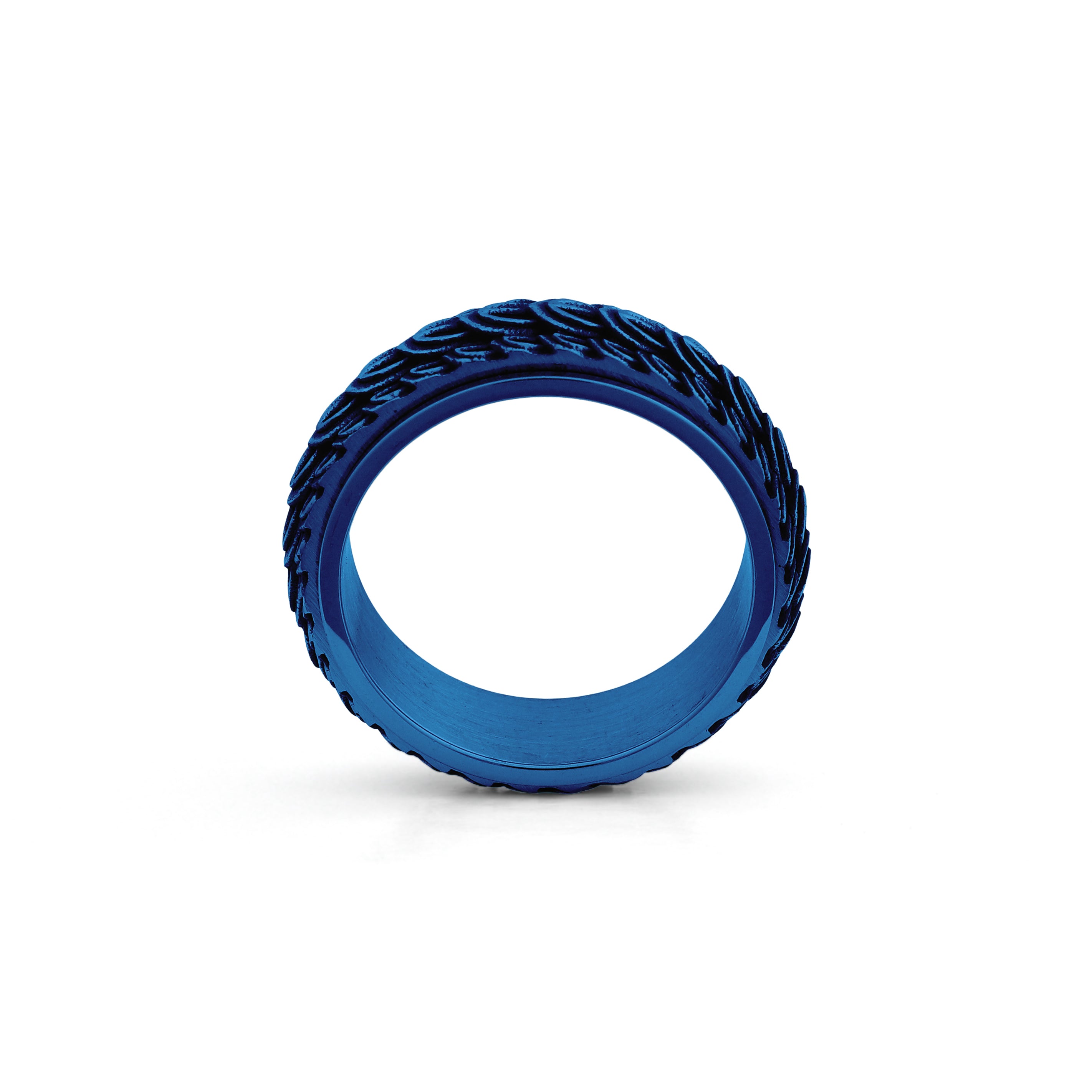 mens blue fidget ring dragon scale pattern