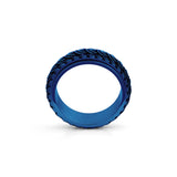 mens blue fidget ring dragon scale pattern