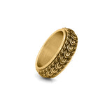 mens gold spinner ring textured dragon scale pattern